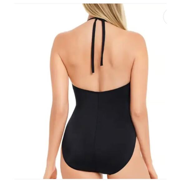 Magicsuit Swimsuit Womens Size 12 One-Piece Black Angelina Surplice Halter - Picture 2 of 13